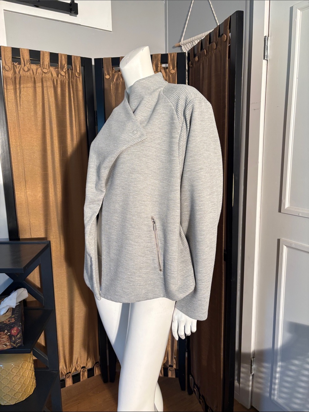 Calvin Klein Light Gray Asymmetrical Zip Jacket